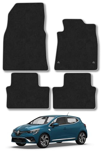 Renault Clio (2019+) Carpet Car Mats | Grey Edge Trim Tailored Fit Floor Mats Full Coverage Protection Accessories Easy Clean Anti Slip Made in the UK