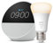 Echo Spot | Blanco + Philips Hue - Bombilla led inteligente, casquillo E27, Compatible con Alexa - Kit de inicio de Hogar digital
