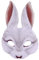 VICASKY Halloween-Hasenmaske Halloween-Tiermaske Halbes Gesicht Hasenohrenmaske Hasen-Halbmaske Für Halloween Maskerade Kostümparty Cosplay-Requisiten (Weiß)
