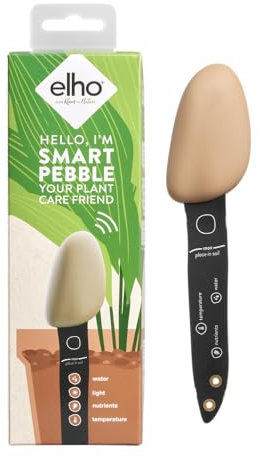 elho Smart Pebble – Cuidado de plantas – Aplicación para plantas con WiFi – 4,0 x 5,0 x 17,3 cm – marrón/marrón tierra