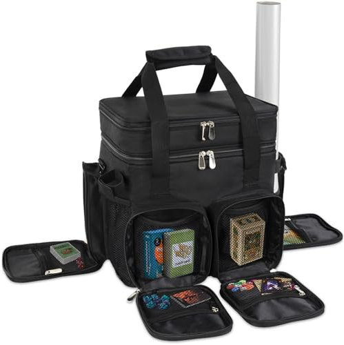 IPEB Tabletop RPG Adventurer's Bag Micro Storage Tote Bags,Game Travel Bag Case, with Foam Storage Vault, Map Holder, Shoulder Strap, for DND/RPG Gamers,Compatible with Dungeons & Dragons,Black