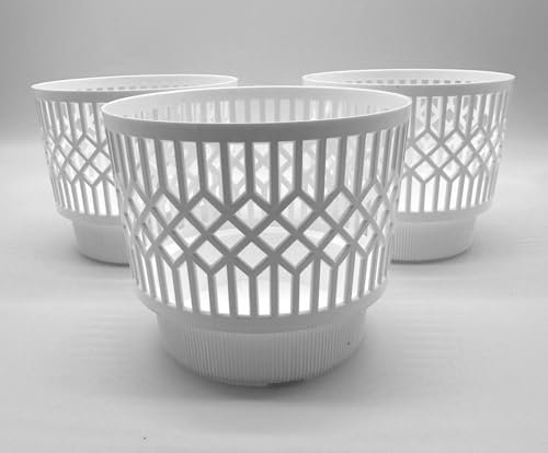 Kimmel Lot de 3 Cache-Pots Classiques 11 cm pour Plantes d'intérieur et Plantes Grasses, Cactus - Blanc