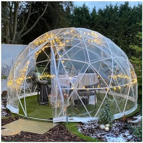 GAYAYAS Garden Dome Bubble Tent Dome, 4 Season Clear Dome Shelter, Waterproof Garden Dome House with PVC Cover, Door and Windows for Backyard, Outdoor, Party,3.6M