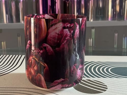 Clear Sound Bowl Rose Design F Heart Chakra Quartz Crystal Singing Bowl 6