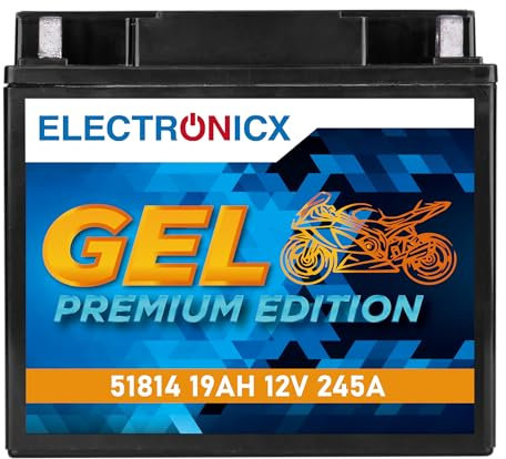 Electronicx GEL-Motorradbatterie 12V 19Ah 245A – Wartungsfrei, Hohe Startleistung, Erschütterungsfest – Ersetzt 51814, 51913, YT19BL, YT19BL-BS –kompatibel mit BMW R-Serie, K-Modelle, Quads & ATVs