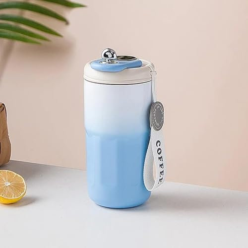 TempGuard Smart Gradient Thermos Cup, 420ml - Temperature Display, Built-in Tea Infuser, Leak-Proof Travel Mug - Gradient Colors (Ocean)