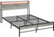 HOMCOM 5ft King Size Bed Frame with LED Lights and Charging Station, Platform Bed Frame with Storage Headboard, Steel Slat Support, No Box Spring Needed, Easy Assembly, Cement Grey
