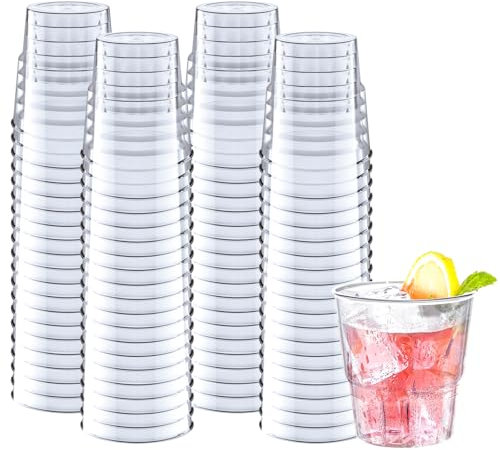 Mispudin 80 Bicchieri Plastica Cocktail Rigida, 180ml Bicchieri Plastica Trasparenti Riutilizzabili, Eleganti Bicchieri da Vino per Feste, Matrimoni, Compleanni - Bevande, Dessert