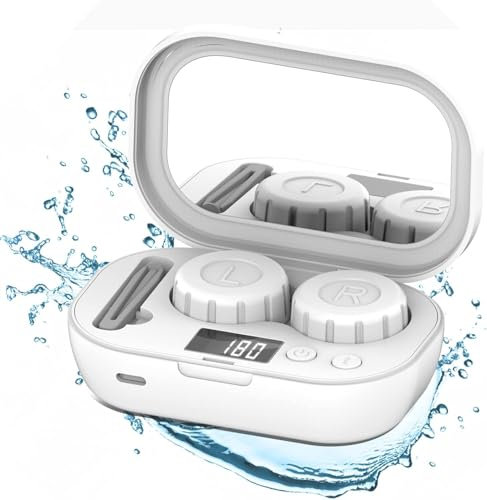 Portable Ultrasonic Contact Lens Cleaner with USB Charger, Fits Disposable Soft Lens, Colored Contact Lens, RGP Lens and OK Lens - Travel & Home Use (White)