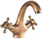 Grifo mezclador giratorio vintage para fregadero, grifo de baño vintage de doble manija giratoria, grifo mezclador frío y caliente, para cocina y baño (bronce)