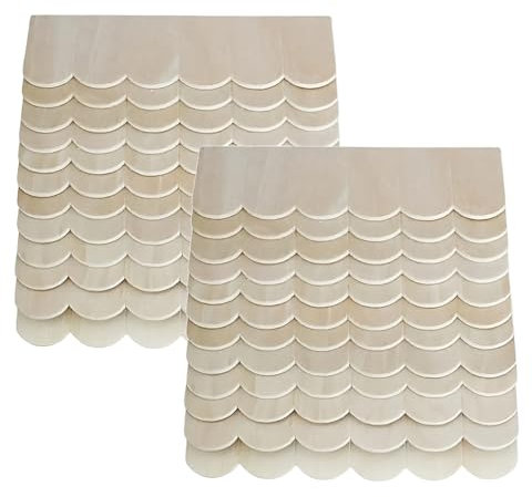 Suoumwa 24PCSMiniature Wooden Roof Tiles Doll House Roof Accessories DollhouseDIY Making Accessories