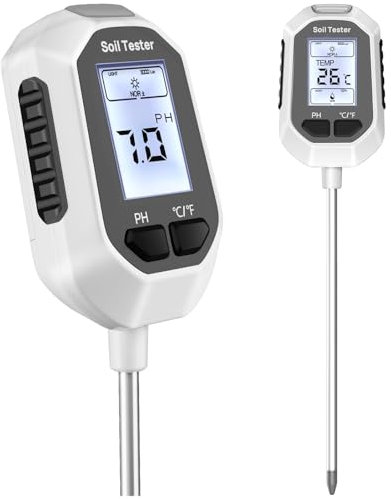 YAMRON testeur humidité Plante,4 en 1 numérique testeur ph Sol,Humidité/PH/Température/Ensoleillement,Écran LCD rétroéclairé,concerner Jardins, fermes, Plantes d'intérieur et d'extérieur.
