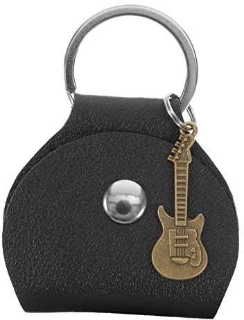 VICASKY Gitarrenplektren Tasche aus PU mit Metall Schlüsselanhänger Schwarz
