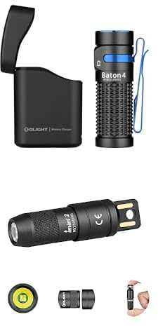 OLIGHT Bundle of Baton 4 kit kleine LED Taschenlampe mit dimmbarem Ladecase bis zu 190 Tage Laufzeit 1300 Lm + iMini 2 Mini Handlamp nur 19,5g 50 Lm Schlüssellampe mit magnetischen Basis