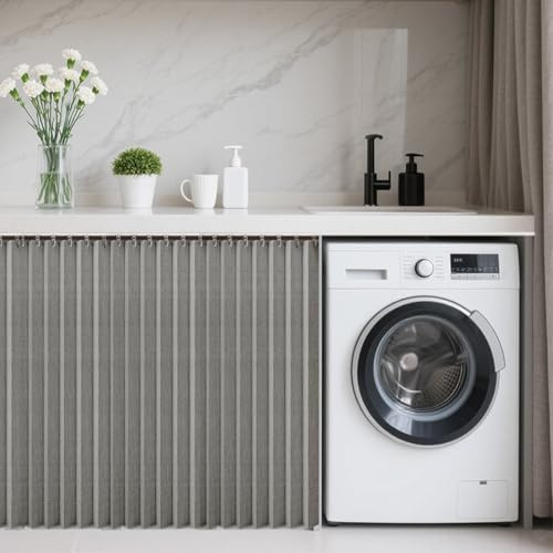 WMLBK Schrankvorhang, Schrank Vorhang Mit Schiene für Regale Schrank Wasserdichter Regal und Kleiderschrank Staubdichter Vorhang für Wohnzimmer (Grau-H80cm×W70cm)