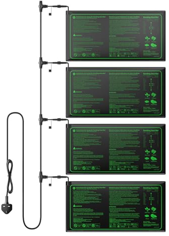 Pikasser Tapis Chauffant 4 pièces pour Plantes, Tapis Chauffant étanche pour la Germination des graines, Tapis Chauffant 25,5 x 50,5 cm pour semis, Reptiles, Culture hydroponique, Serre, Hiver
