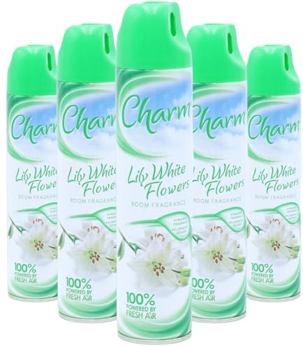 Charm Air Freshener Spray Lily & White Flower 240ml Pack of 6 | Long Lasting Room Fragrance | Odor Eliminator for Home, Office, Bathroom, Kitchen, Fresh Scent