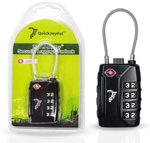 Candado Maleta TSA con Combinación de 4 Dígitos – Seguridad Aprobada para Viajes – Números Blancos Grandes y de Fácil Configuración – Candado Resistente para Equipaje, Mochila y Taquilla