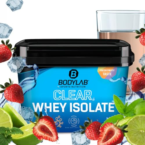 Bodylab24 Clear Whey Isolate, Strawberry Lime, 960 g | Erfrischend fruchtige Proteinlimo, über 80 % Eiweiß, hochwertiges Molkenprotein-Isolat, ideal rund ums Training