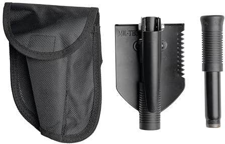 Mini pala plegable con bolsa de acero al carbono, 40,5 cm desplegada, 560 g, con sierra y azada, para camping y exteriores