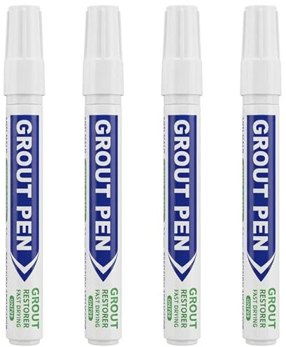 4 PCS White Grout Pen for Tile Paint Marker Grout Repairer Waterproof | Bathrooms Kitchen Line Reviver Pens Restoring Joints Repair Pens for Ceramic Tile Wall Lines Floor Gap Easy to Use