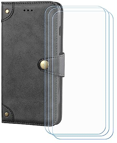 BMPNLSZ Cover Flip per Onyx Boox Palma 2 + [3 Pezzi] Vetro Temperato, HD Pellicola proteggi schermo - Pieghevole Portafoglio Custodia in pelle Borsa Slot Copertura (6,13) - Nero-HZLD