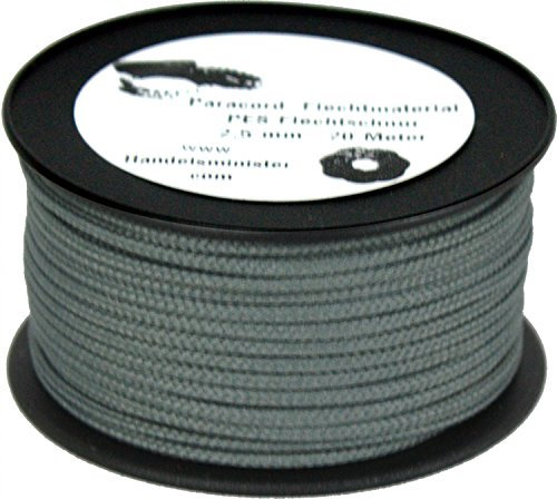 Handelsminister.com 20m Paracord Schnüre Flechtschnur 2,5mm Unicolor einfarbig Mantelschnur für Paracord-Flechttechniken, Farbe:grau