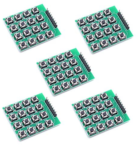 Oiyagai 5-Pack 4x4 Matrix Keypad Modules – 16 Button Tactile Keyboard for Arduino, Raspberry Pi, Microcontrollers, DIY Projects