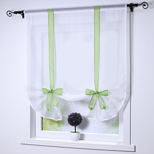 Joyswahl Raffrollo Voile Raffgardinen mit Tunnelzug Nina Bindegardine BxH 100x140cm Grün 1er Pack