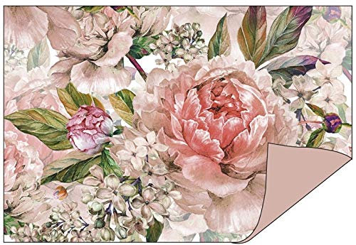 Ideen mit Herz Dekorpapiere im Duo-Design | 1 Seite mit Dekor - 1 Seite unifarben | 10 x 15 cm | Faltpapier, Bastelpapier, Dekopapier | 110 g/qm | 50 Stück (Blumen/rosenholz)