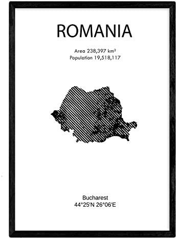 Nacnic Poster von Rumänien. Blätter von Ländern und Kontinenten. A3 Größe