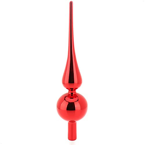 com-four® Weihnachtsbaumspitze glänzend - Christbaumspitze aus echtem Glas für Weihnachten - Tannenbaumspitze für den Christbaum, 25 cm