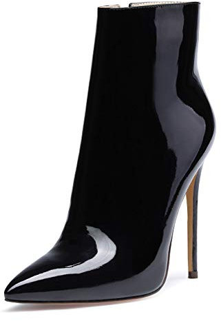 Castamere Polacchine Donna Stivali Cerniera Tacco a Spillo 12CM Nero Pelle Verniciata Scarpe EU 40