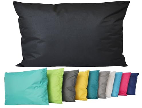 JACK Outdoor Lounge Kissen 30x50cm Dekokissen inkl. Füllung Wasserfest Sitzkissen Garten Stuhl Lotus Effekt, Farbe:Schwarz