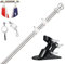 TALITARE Kit de Mât de Drapeau en Aluminium Argent 150cm, avec Support Mât de Drapeau en Acier Inoxydable à Fixe au Mur avec Anneaux Rotatifs/Base Noir