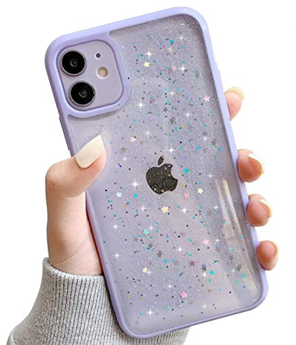 Ownest. Compatible for iPhone 11 Case,Clear Sparkly Bling Star Glitter Design for Women Girls Soft TPU Shockproof Anti-scratch Protective Cases for iPhone 11-Purple