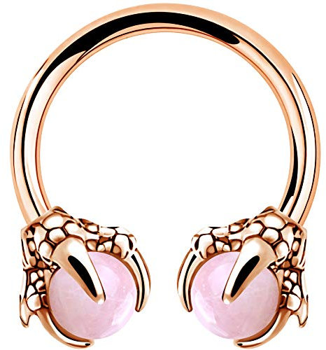 OUFER Body Piercing Horseshoe Earrings Helix Piercing 316L Surgical Steel Helix Earrings Dragon Claws Circular Ring Cartilage Earring Body Piercing Rose Quartz