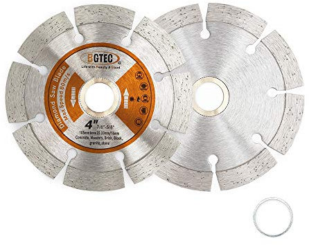 BGTEC Diamant Trennscheibe,2 Stück 4 Zoll 105 mm Allgemein Zweck Trockener oder nasser Diamant Trennscheibe für Segment-Diamanttrennscheibe aus Beton, Stein, Mauerwerk