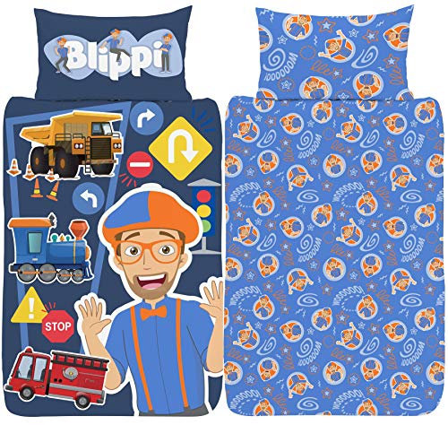 Blippi Junior-Bettbezug, offizielles Wende-Bettwäsche-Set, Polycotton, Youtuber-Traktor-Song-Design