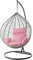 Kideo® Komplettset: großer Hängesessel mit Gestell & Kissen, Lounge Möbel, Poly-Rattan, XXL, grau (Kissen: rosa Nest (3002 Lemonade))