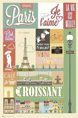 Grupo Erik Paris Poster - Paris Deko - Kunstdruck - Deko Wohnzimmer oder Deko Schlafzimmer - Zimmer Deko - Größe : 61 x 91, 5 cm - Original Geschenk - Offizielle Lizenz
