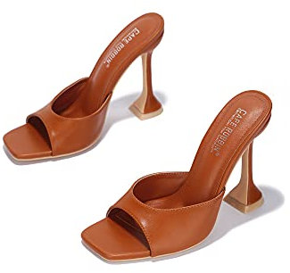 Cape Robbin Lithe Sexy High Heels für Damen, quadratisch, offene Zehen, Schuhe, Hellbraun, 42 EU