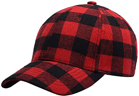 GUMONI Karierte Baseball Caps Kappe Outdoor Freizeit Mütze für Herren Damen (Rot)