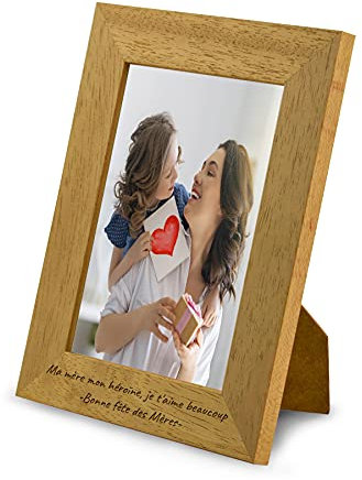 Cadre photo PERSONNALISABLE avec votre propre texte - Fabriqué en bois de pin naturel - Choisissez votre couleur, choisissez la taille, ajoutez votre texte. Fabriqué en Espagne (15 x 20 cm, CHÊNE)