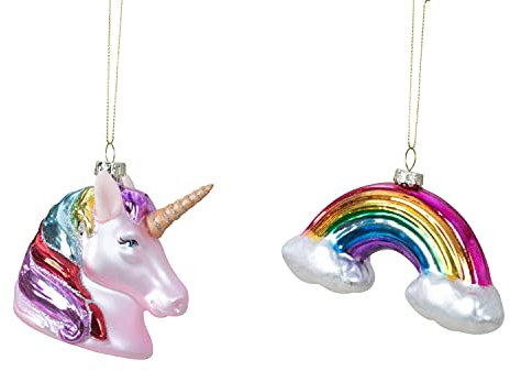 Weihnachtsanhänger Glas Einhorn und Regenbogen