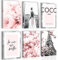Novart- Tableau Décoration Murale- Coco-Paris- Decoration Chambre Salon- Prêt à être Accroché- 6 Cadres de 20x30 cm- Rose- N002464a