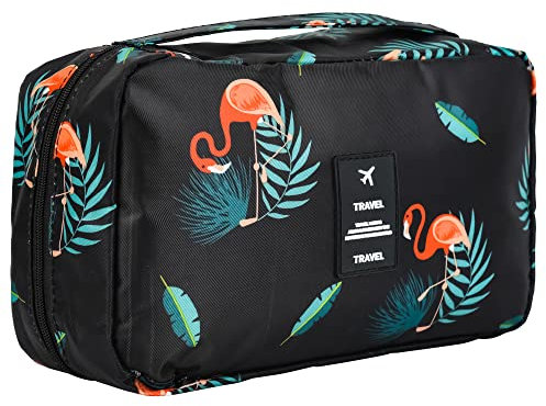 Trousse de Toilette pour Hommes et Femmes,YumSur étanche Voyage Pliable Cosmétique Sac Grande Capacité Organisateur pour Gymnastique Business et Vacance, avec Crochet et poignée (Black Toiletry Bag)