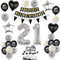 Luftballon 21. Geburtstag Dekoration Schwarz Silber Tortendeko Geburtstag 21 Jahre Mann kuchen deko 21 Geburtstag Frauen Mann,ballon 21. Geburtstag Männer Frauen,Geburtstagsdeko 21 Jahre Frauen