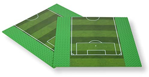 WANGE Classic Base Plate for Building Blocks. Compatible with all major brands. 25 x 25 cm., 32 x 32 Points. 2 Football Field Plates.