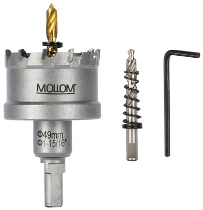 Mollom (49mm | 1-15/16) Seghe a tazza in carburo pesante con 2 punte pilota, taglia acciaio inossidabile, acciaio dolce, ferro, rame, ottone, plastica